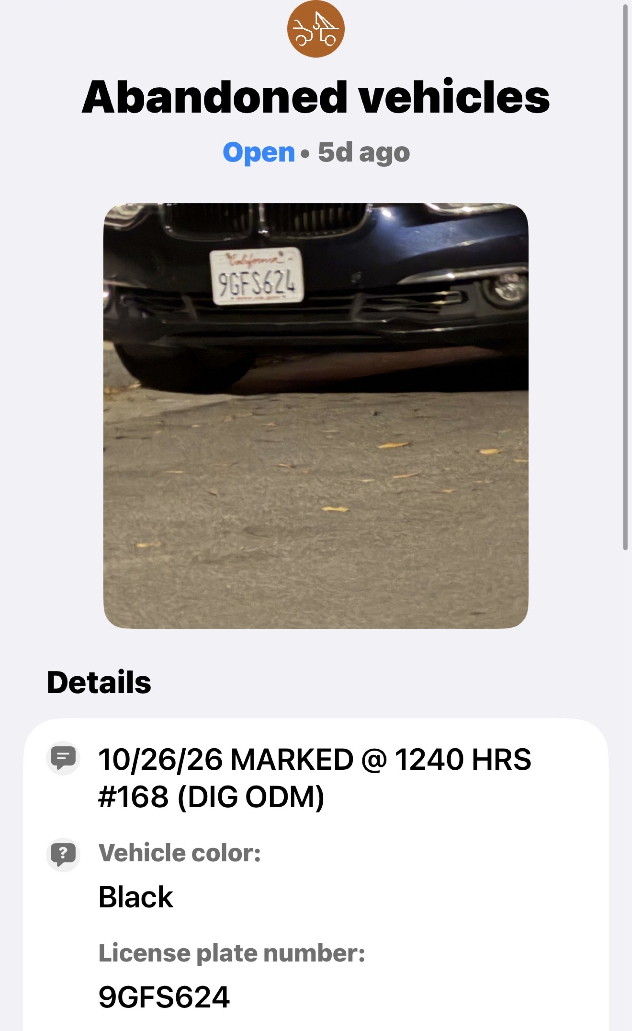 Photo attached to case 202000244043